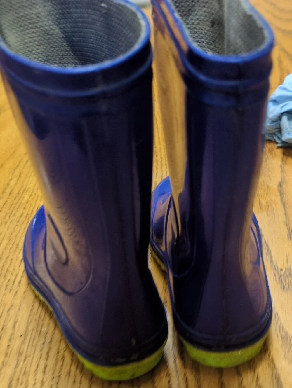 Kids Blue Rain Boots with Lime Soles